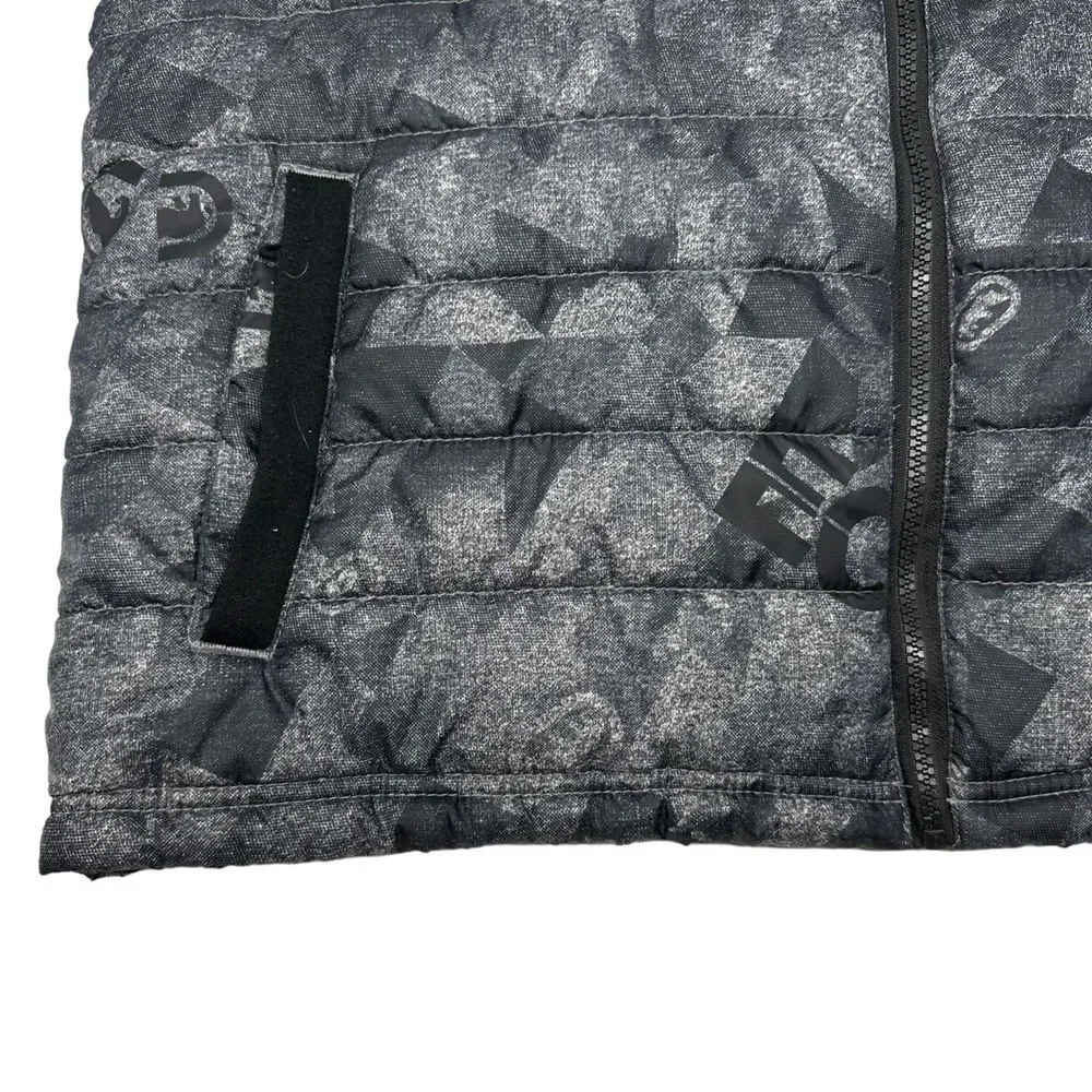ECKO UNLTD Grey Black Camo Sleeveless‎ Hoodie Bomber Puffer Vest Jacket Coat Y2K